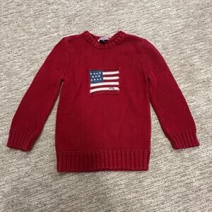 Vintage Ralph Lauren kids small 6-7 American flag sweater red white blue